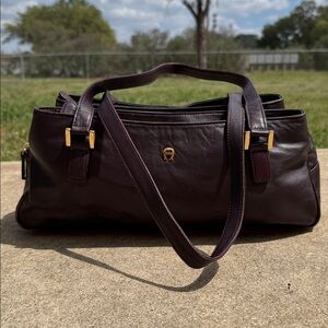 Etienne Aiger plum shoulder bag- long straps